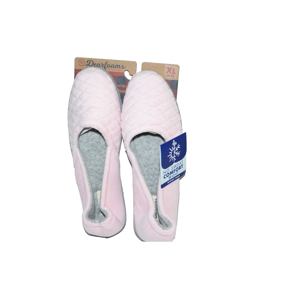 NWT‎ Dearfoams Womens Pink Memory Foam Slippers No Sweat Comfort XL 11-12